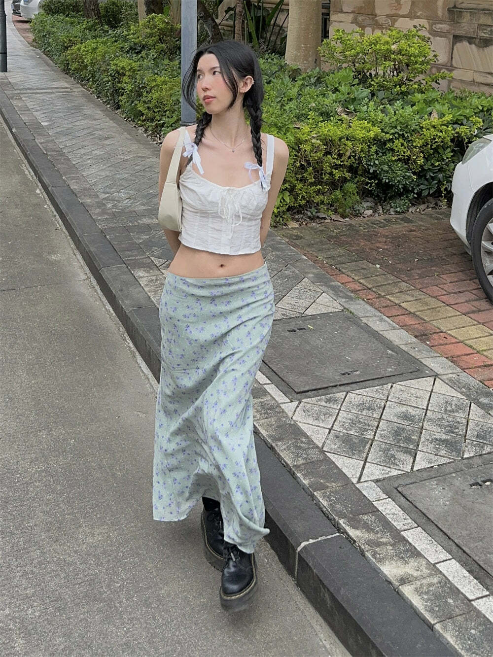 Sapphira Floral Maxi Skirt - Y2K Summer, 90s Grunge, Retro Style, Pastel Goth, Y2K