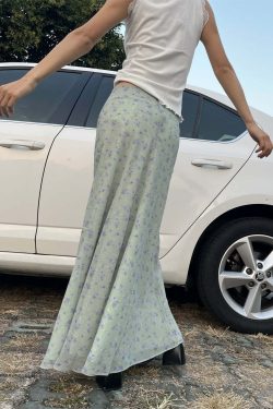 Sapphira Floral Maxi Skirt - Y2K Summer, 90s Grunge, Retro Style, Pastel Goth, Y2K
