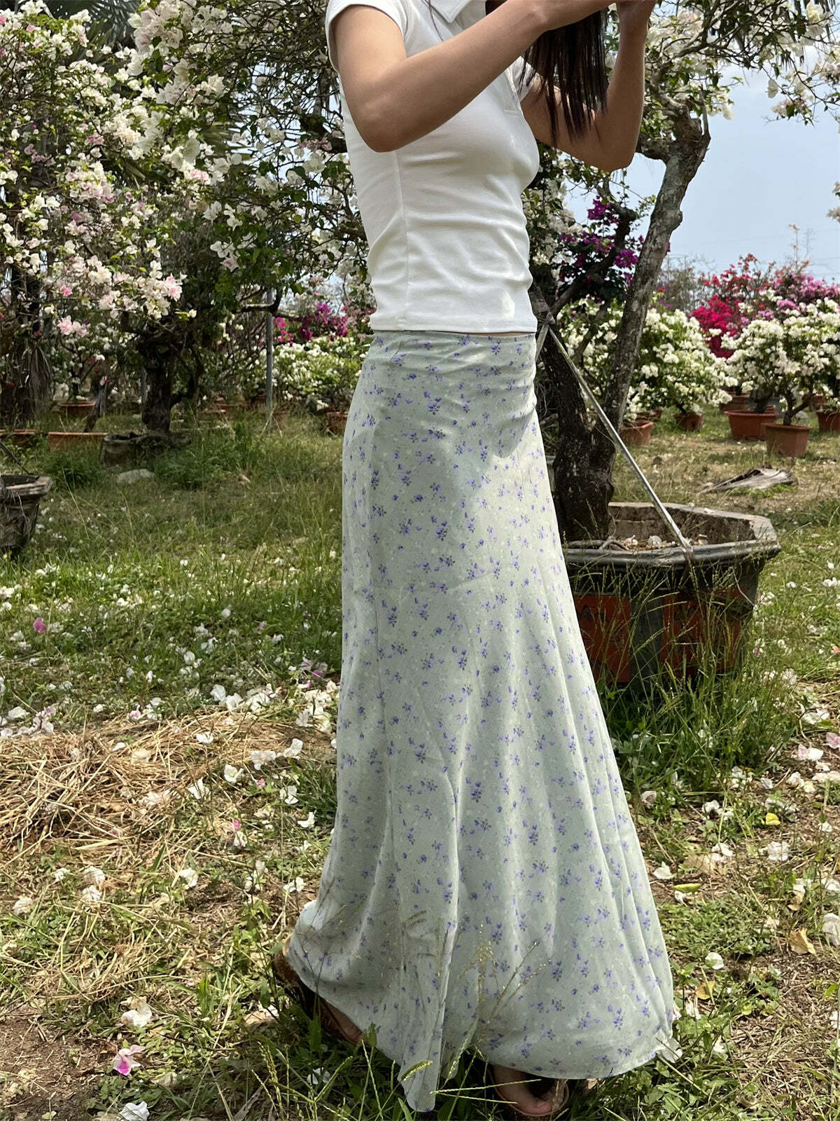 Sapphira Floral Maxi Skirt - Y2K Summer, 90s Grunge, Retro Style, Pastel Goth, Y2K