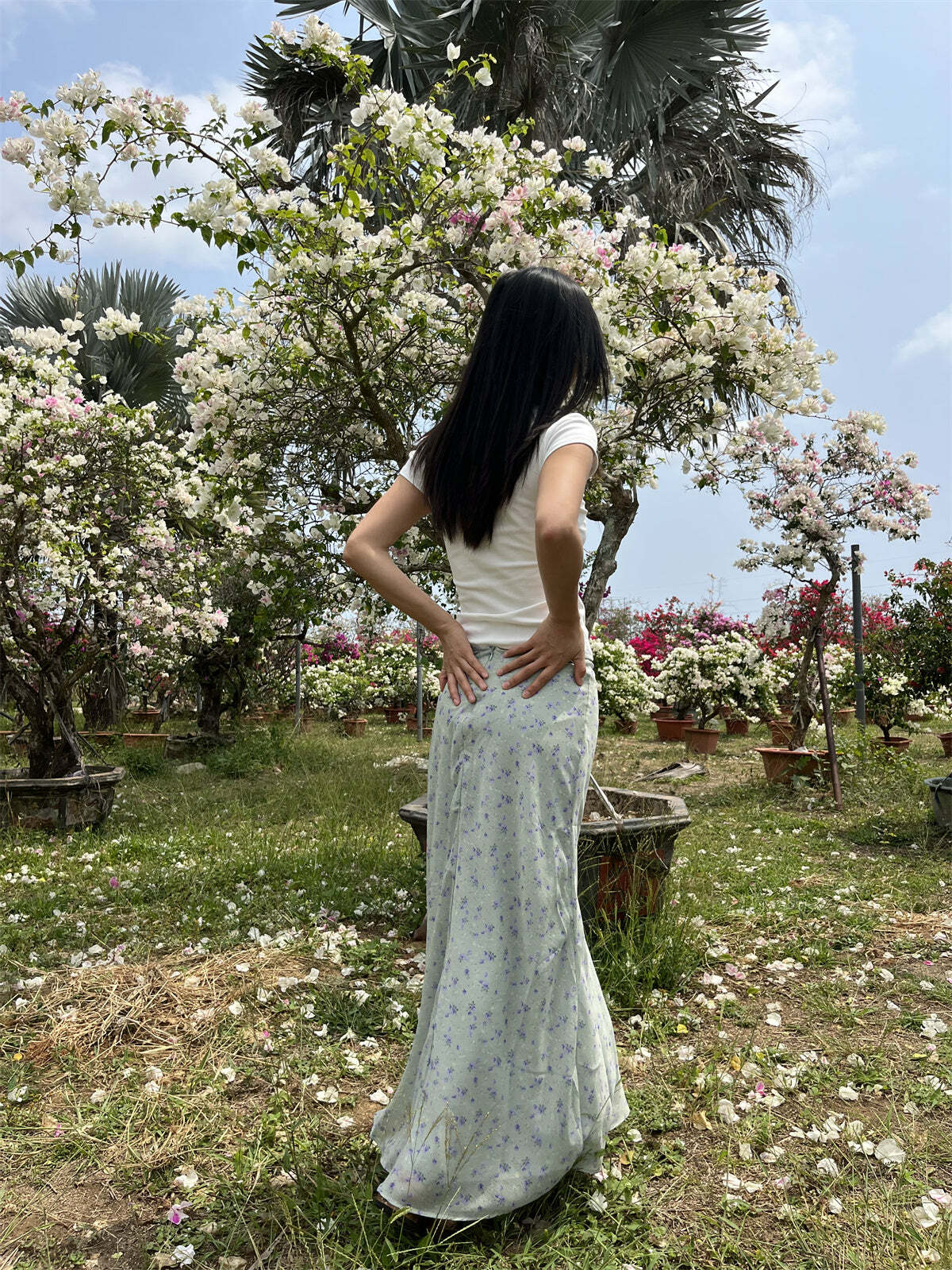 Sapphira Floral Maxi Skirt - Y2K Summer, 90s Grunge, Retro Style, Pastel Goth, Y2K