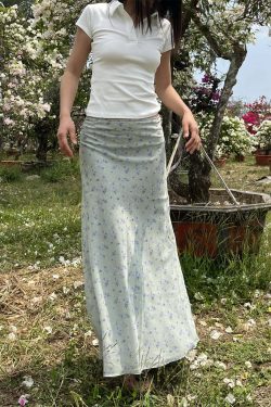 Sapphira Floral Maxi Skirt - Y2K Summer, 90s Grunge, Retro Style, Pastel Goth, Y2K