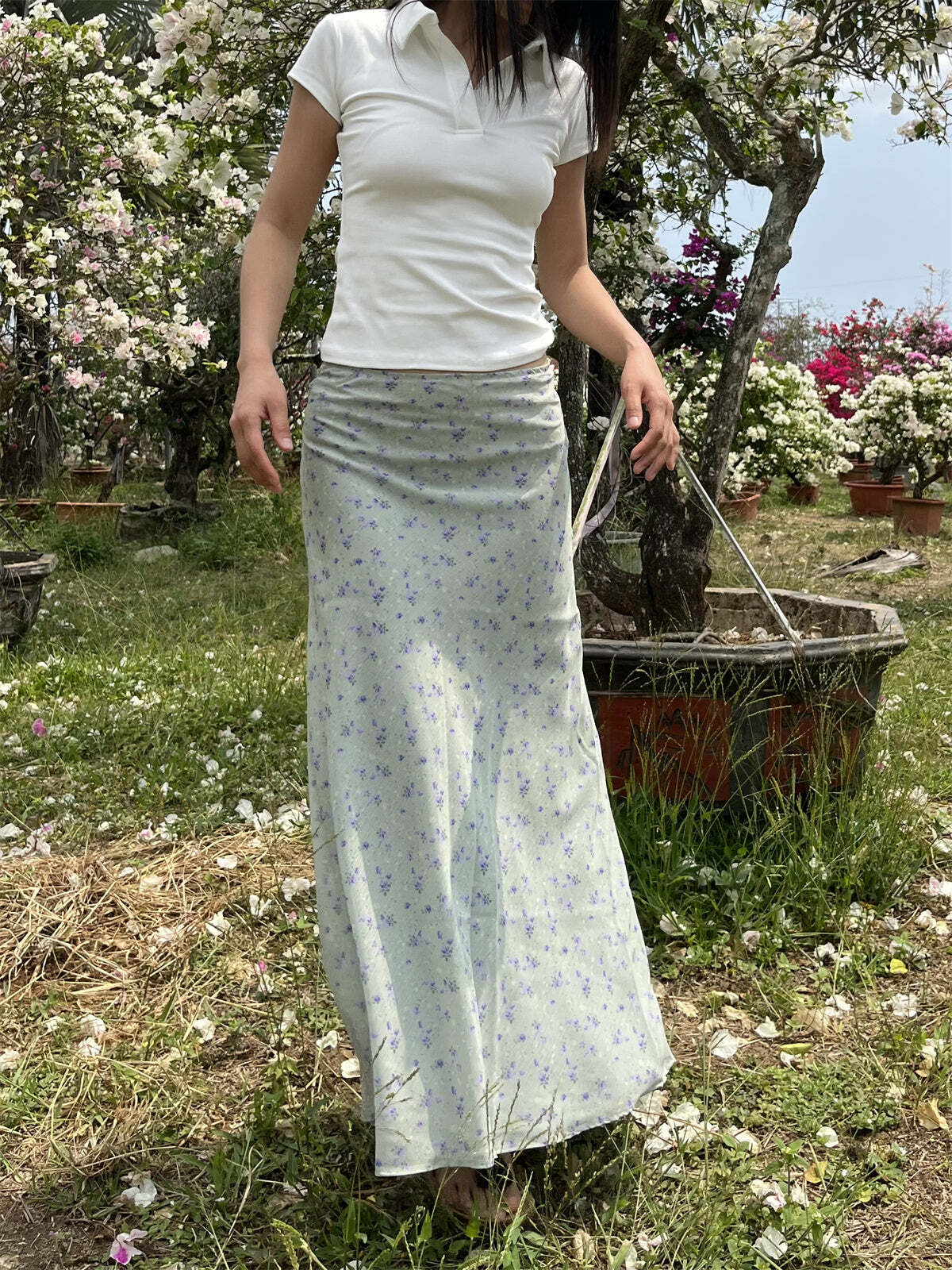 Sapphira Floral Maxi Skirt - Y2K Summer, 90s Grunge, Retro Style, Pastel Goth, Y2K