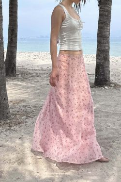 Sapphira Floral Maxi Skirt - Y2K Summer, 90s Grunge, Retro Style, Pastel Goth, Y2K