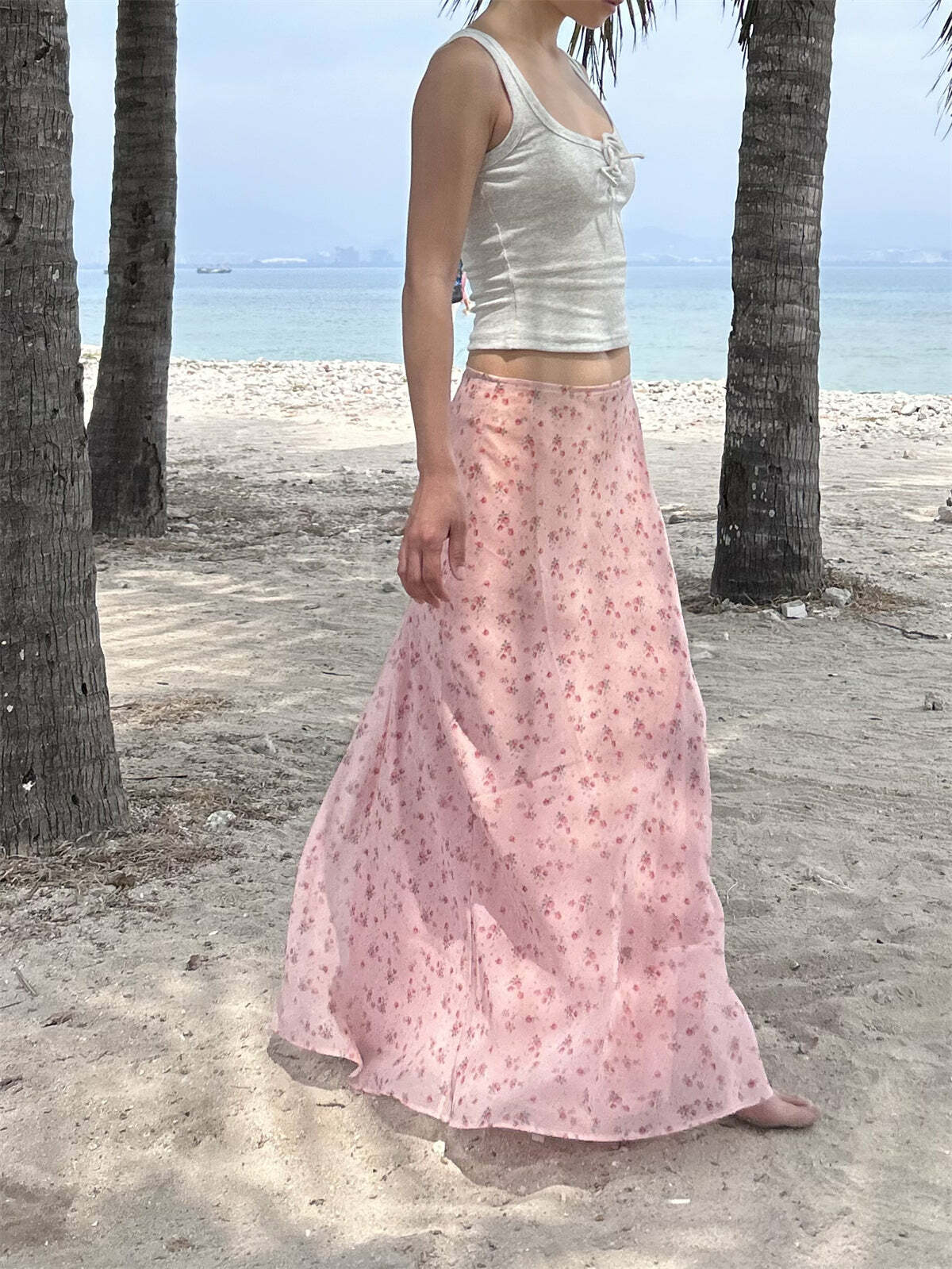 Sapphira Floral Maxi Skirt - Y2K Summer, 90s Grunge, Retro Style, Pastel Goth, Y2K
