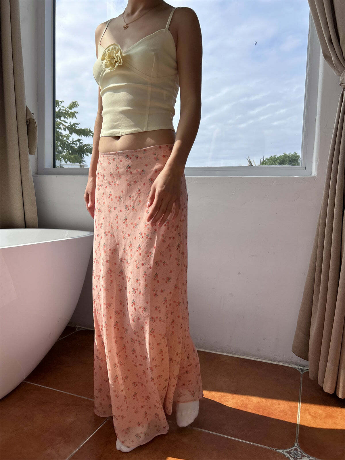 Sapphira Floral Maxi Skirt - Y2K Summer, 90s Grunge, Retro Style, Pastel Goth, Y2K