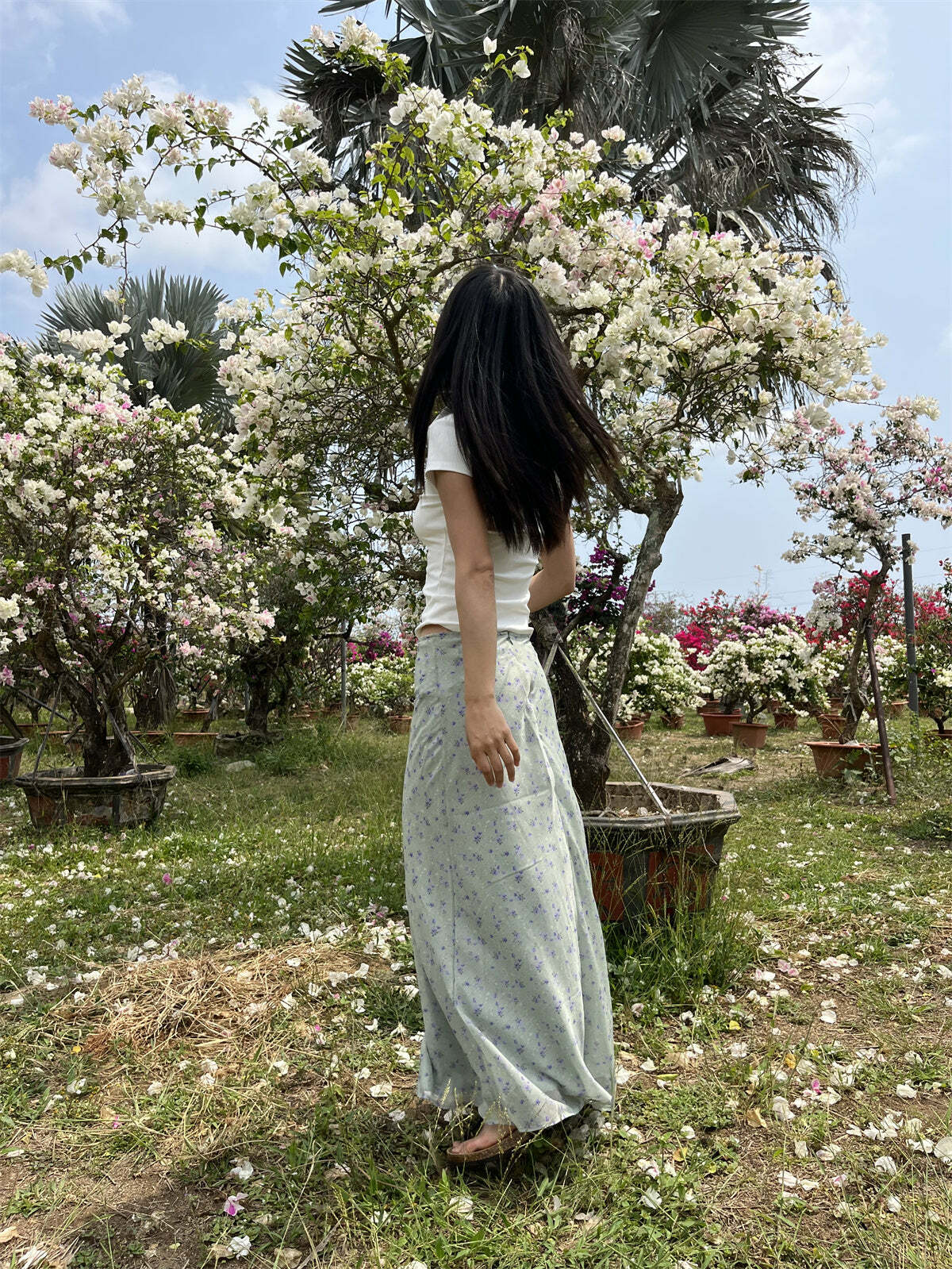 Sapphira Floral Maxi Skirt - Y2K Summer, 90s Grunge, Retro Style, Pastel Goth, Y2K