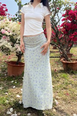 Sapphira Floral Maxi Skirt - Y2K Summer, 90s Grunge, Retro Style, Pastel Goth, Y2K