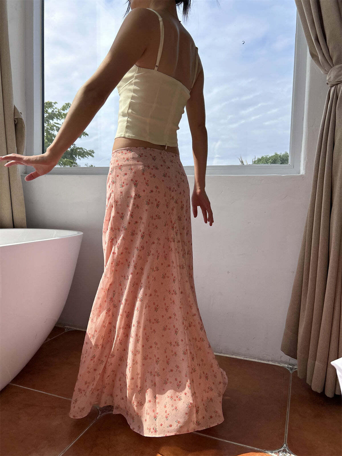 Sapphira Floral Maxi Skirt - Y2K Summer, 90s Grunge, Retro Style, Pastel Goth, Y2K