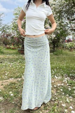 Sapphira Floral Maxi Skirt - Y2K Summer, 90s Grunge, Retro Style, Pastel Goth, Y2K