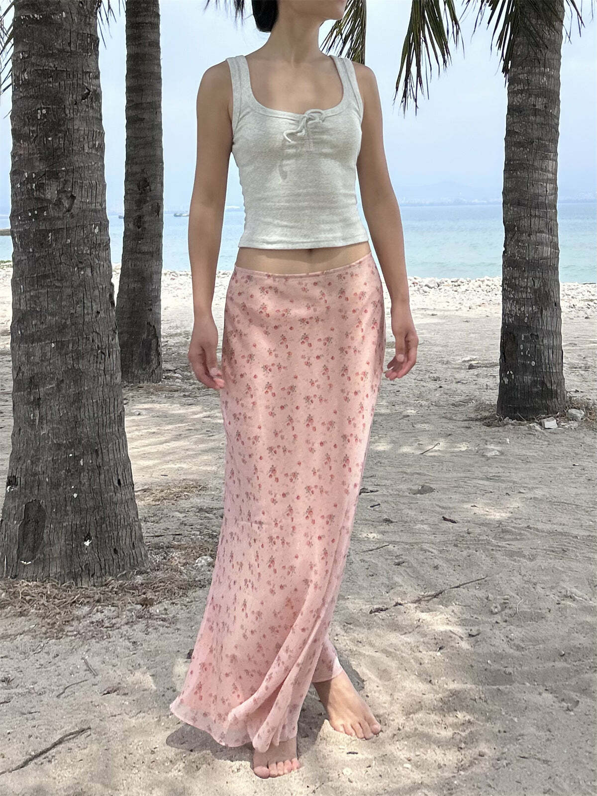 Sapphira Floral Maxi Skirt - Y2K Summer, 90s Grunge, Retro Style, Pastel Goth, Y2K