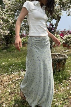 Sapphira Floral Maxi Skirt - Y2K Summer, 90s Grunge, Retro Style, Pastel Goth, Y2K