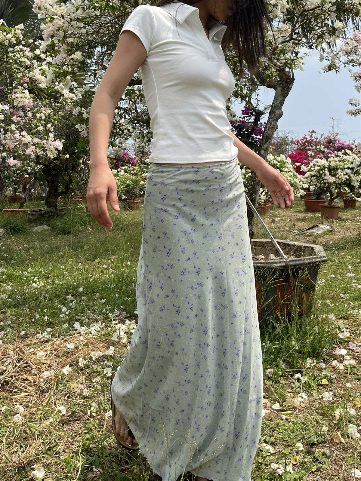 Sapphira Floral Maxi Skirt - Y2K Summer, 90s Grunge, Retro Style, Pastel Goth, Y2K