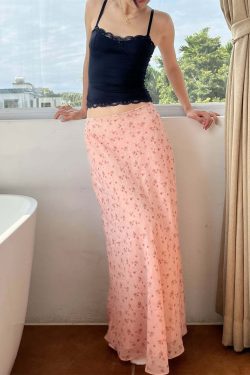 Sapphira Floral Maxi Skirt - Y2K Summer, 90s Grunge, Retro Style, Pastel Goth, Y2K