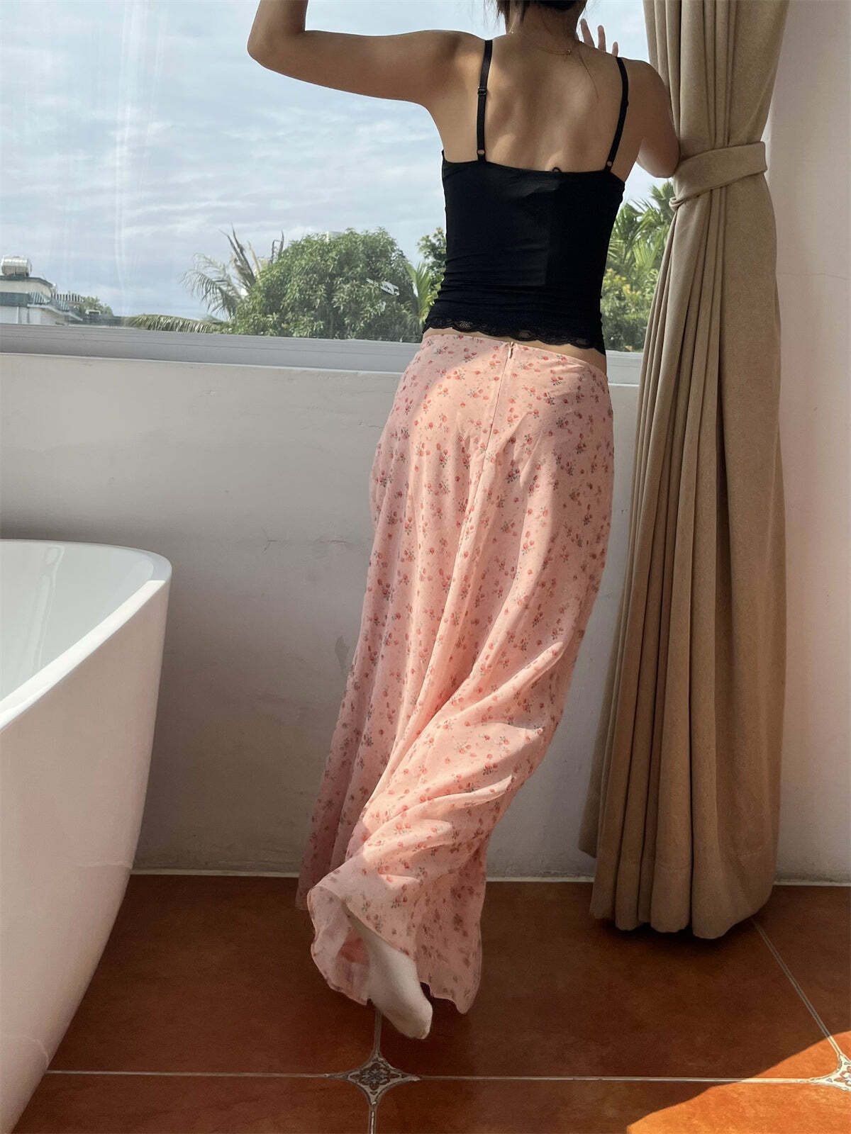 Sapphira Floral Maxi Skirt - Y2K Summer, 90s Grunge, Retro Style, Pastel Goth, Y2K