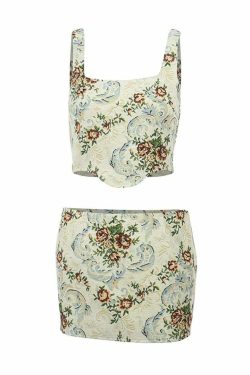 Sarayh Skirt Set - Y2K Summer Grunge Outfit, 90s Fashion, Retro Style, Pastel Goth, Y2K