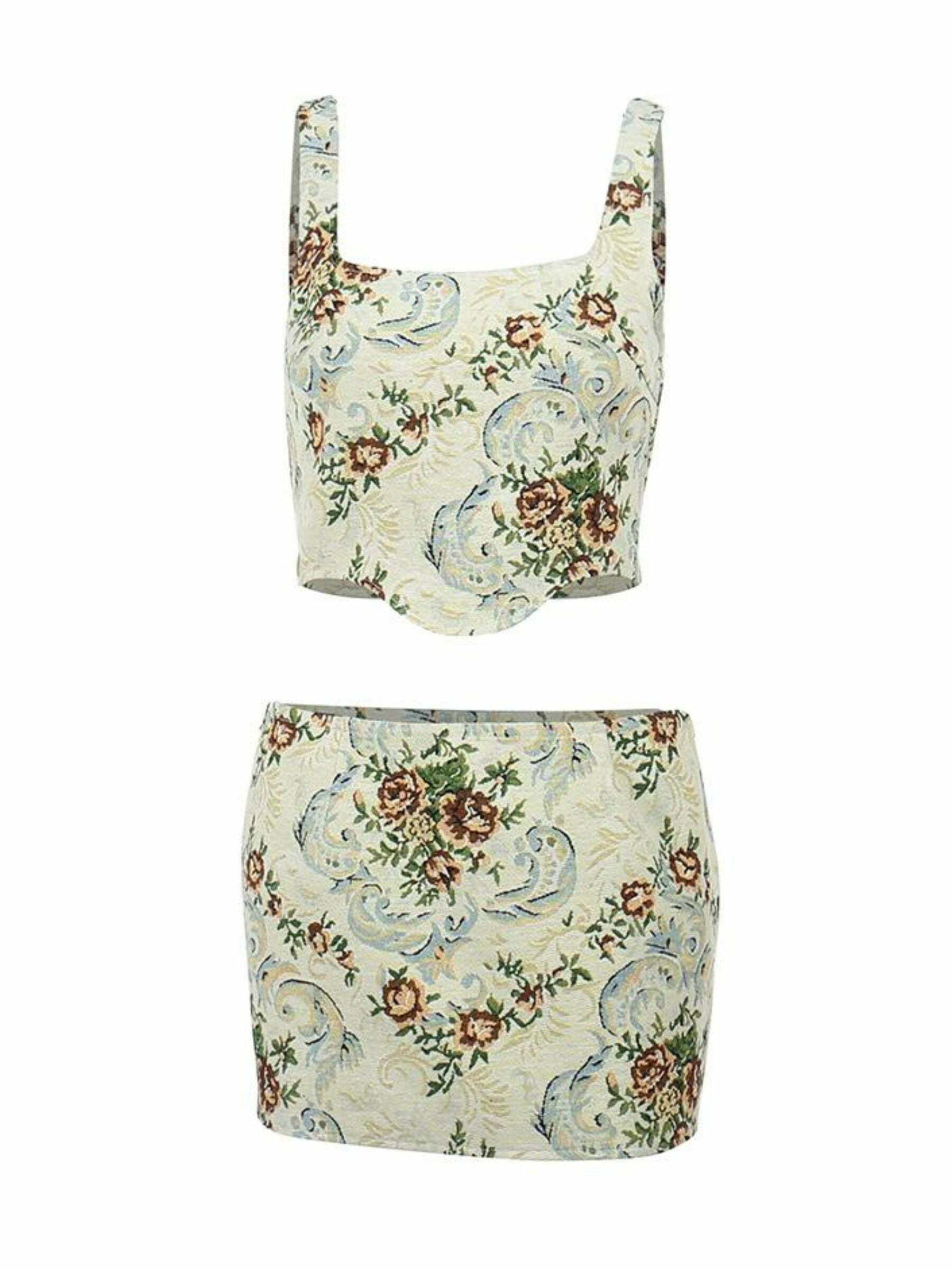 Sarayh Skirt Set - Y2K Summer Grunge Outfit, 90s Fashion, Retro Style, Pastel Goth, Y2K