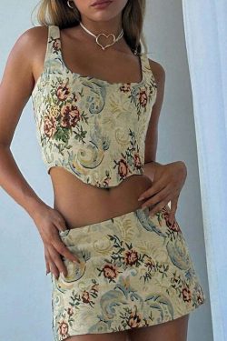 Sarayh Skirt Set - Y2K Summer Grunge Outfit, 90s Fashion, Retro Style, Pastel Goth, Y2K