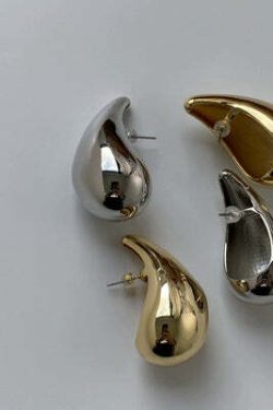 Sarina Waterdrop Silver Earrings - Y2K & 90s Fashion, Grunge, Retro, Pastel Goth, Party Outfits
