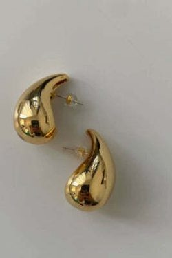 Sarina Waterdrop Silver Earrings - Y2K & 90s Fashion, Grunge, Retro, Pastel Goth, Party Outfits
