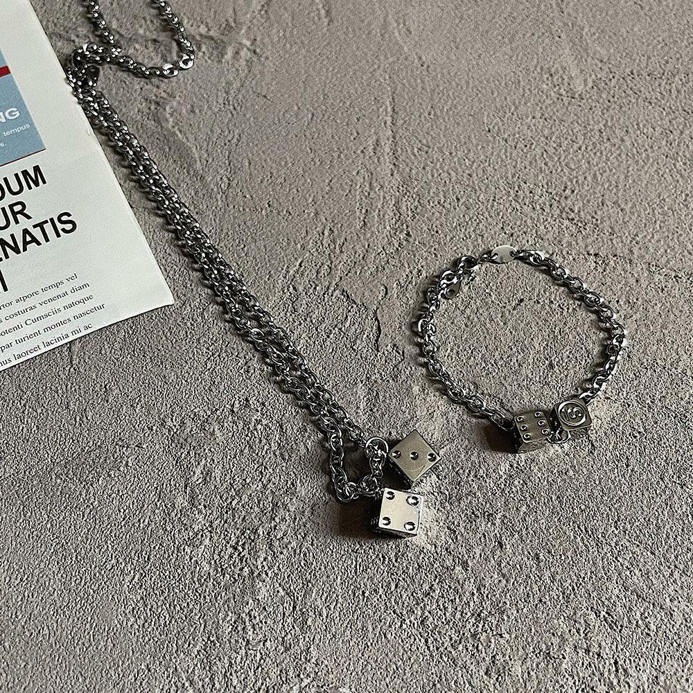 SAZ Double Dice Necklace - Y2K Fashion, 90s Grunge, Retro Style, Y2K Party & Club Outfits