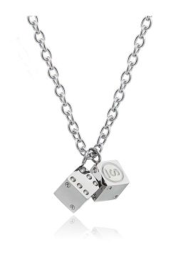SAZ Double Dice Necklace - Y2K Grunge, 90s Retro, Gothic, and Pastel Goth Fashion Accessory