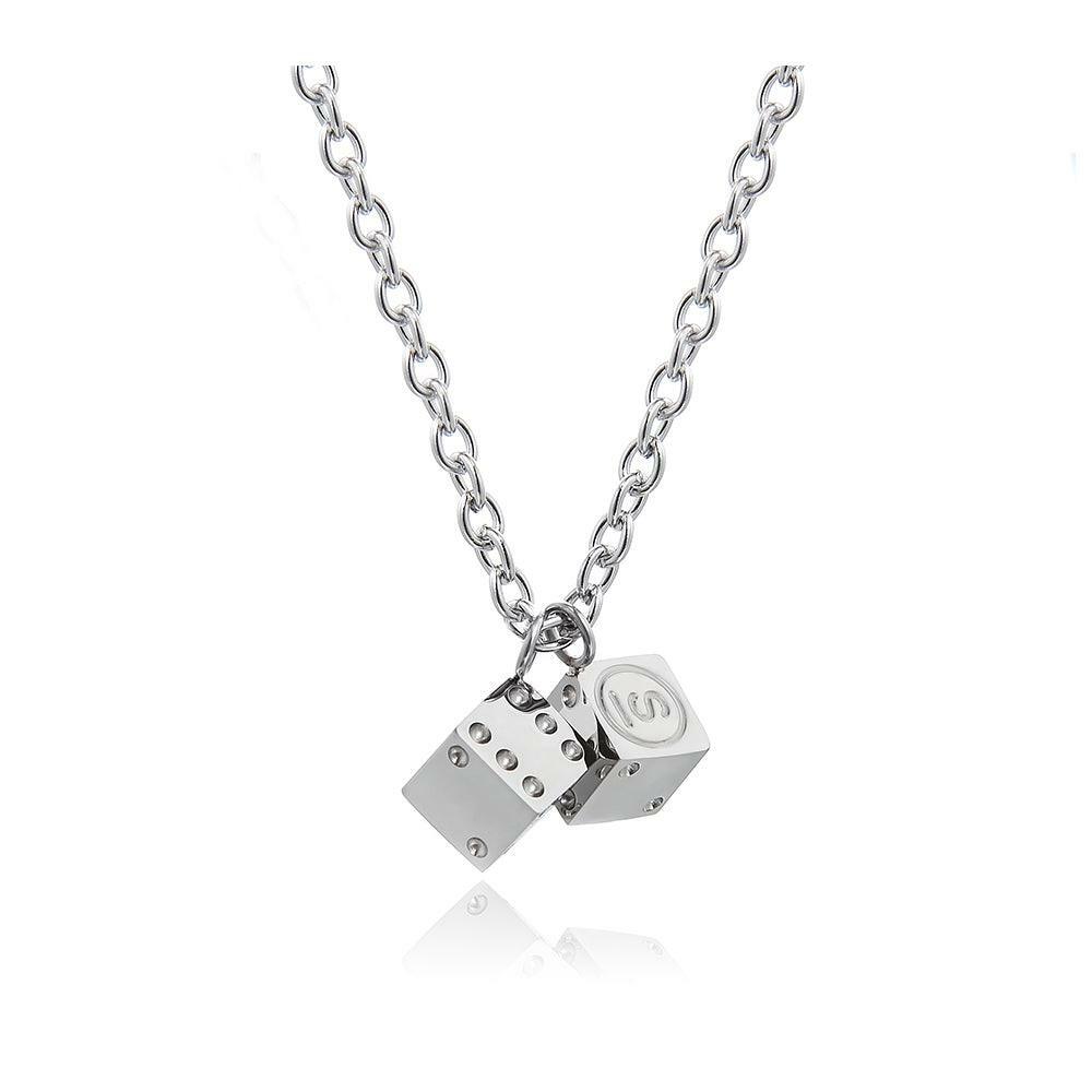 SAZ Double Dice Necklace - Y2K Grunge, 90s Retro, Gothic, and Pastel Goth Fashion Accessory