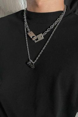 SAZ Double Dice Necklace - Y2K Grunge, 90s Retro, Gothic, and Pastel Goth Fashion Accessory