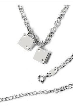 SAZ Double Dice Necklace - Y2K Grunge, 90s Retro, Gothic, and Pastel Goth Fashion Accessory