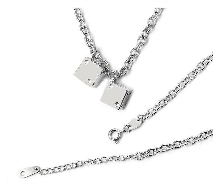 SAZ Double Dice Necklace - Y2K Grunge, 90s Retro, Gothic, and Pastel Goth Fashion Accessory