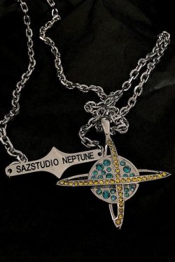 SAZ Poseidon of Neptune Necklace - Y2K Summer, 90s Grunge, Retro Style, Y2K Party, Gothic Y2