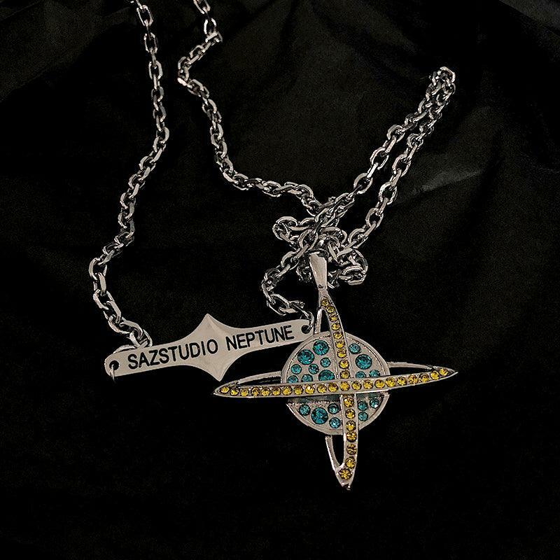 SAZ Poseidon of Neptune Necklace - Y2K Summer, 90s Grunge, Retro Style, Y2K Party, Gothic Y2
