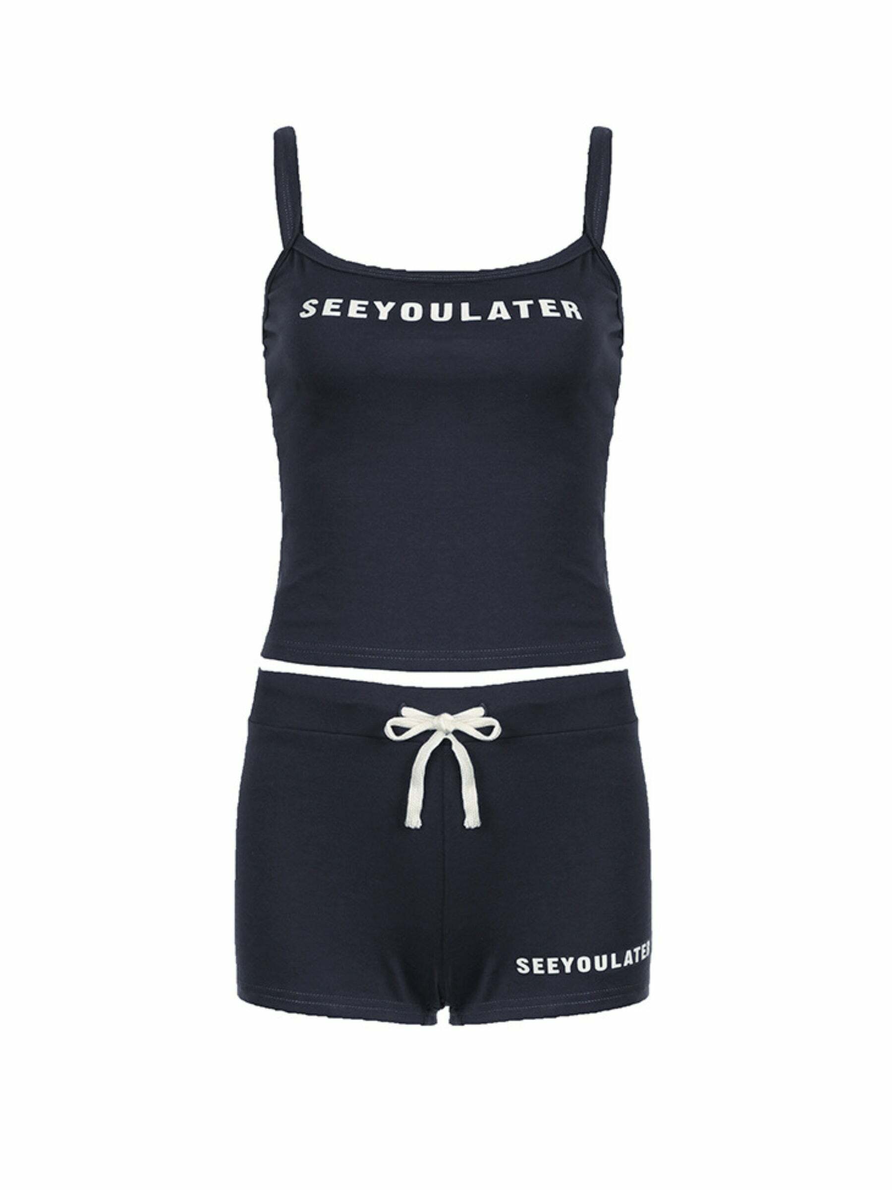 See You Later Print Short Set - Y2K Summer Grunge Outfit, 90s Fashion, Retro Style