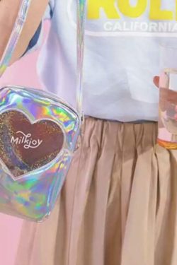 Semi-Transparent Hearty Shoulder Bags - Y2K Summer, 90s Grunge, Retro, Pastel Goth, Y2K Popstar