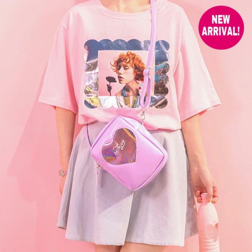Semi-Transparent Hearty Shoulder Bags - Y2K Summer, 90s Grunge, Retro, Pastel Goth, Y2K Popstar