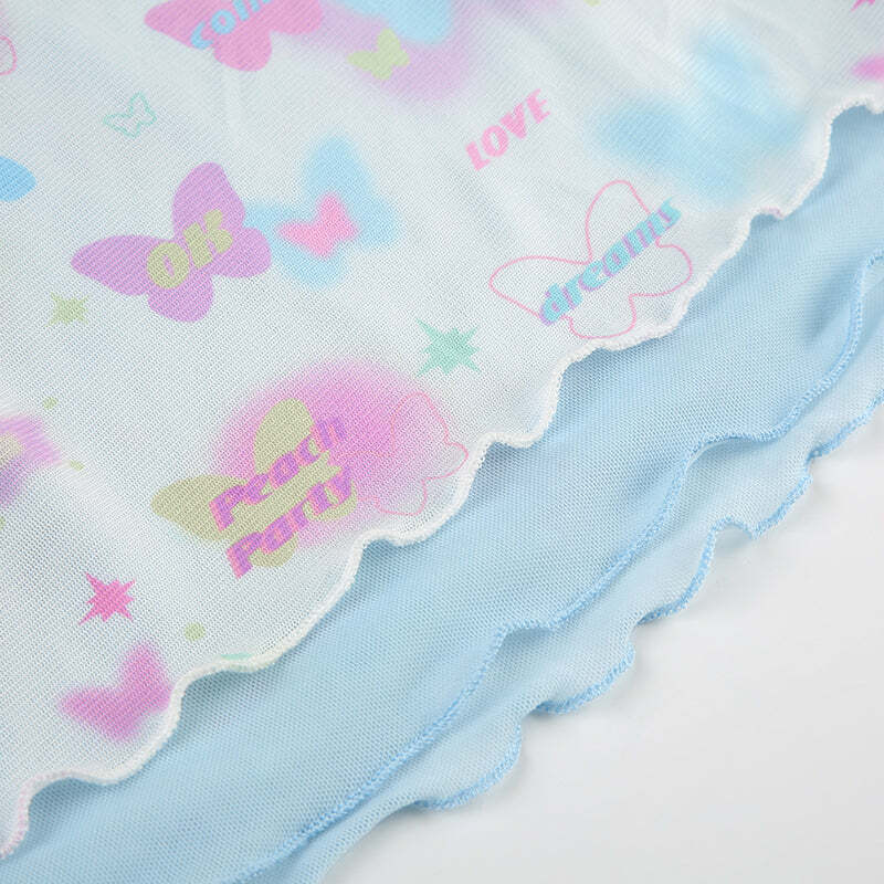 Seren Butterfly Print Tank Top - Y2K Summer, 90s Grunge, Retro Style, Y2K Party & Club Outfits