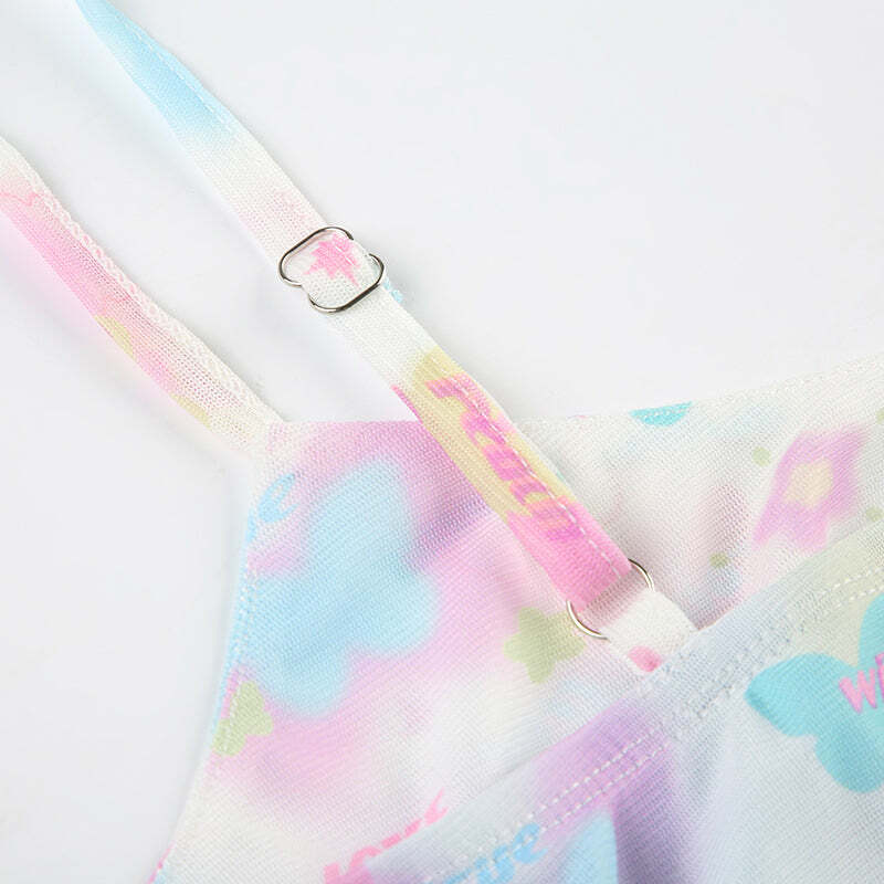 Seren Butterfly Print Tank Top - Y2K Summer, 90s Grunge, Retro Style, Y2K Party & Club Outfits