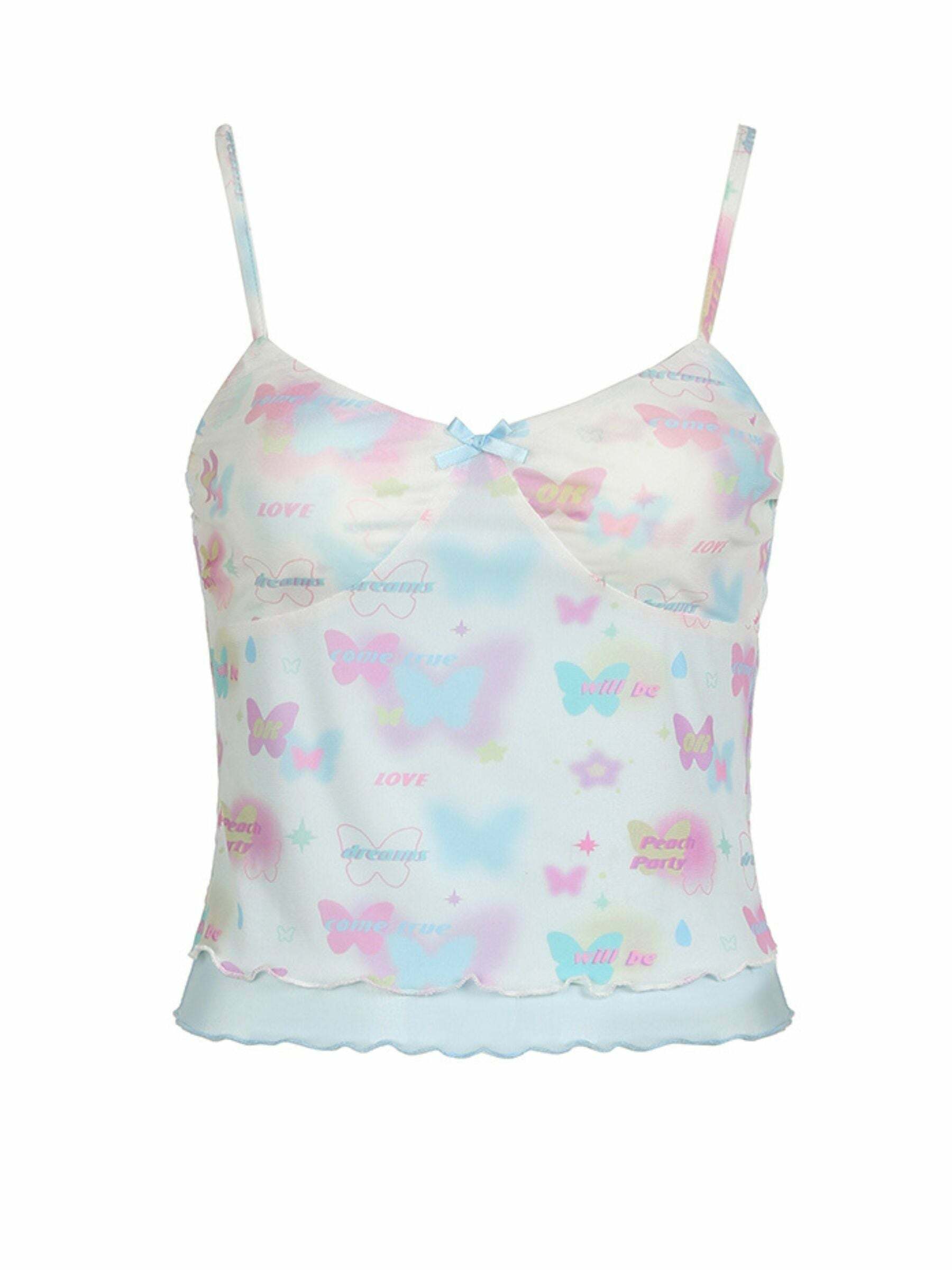 Seren Butterfly Print Tank Top - Y2K Summer, 90s Grunge, Retro Style, Y2K Party & Club Outfits