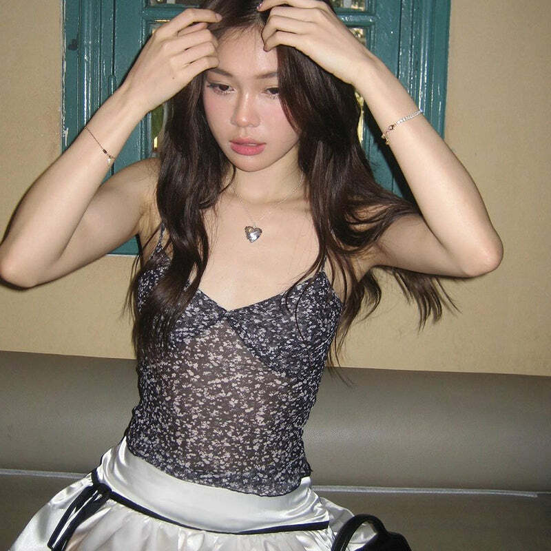 Sevyn Mesh Tank Top - Y2K Summer Grunge, 90s Retro, Pastel Goth, Y2K Party & Club Out