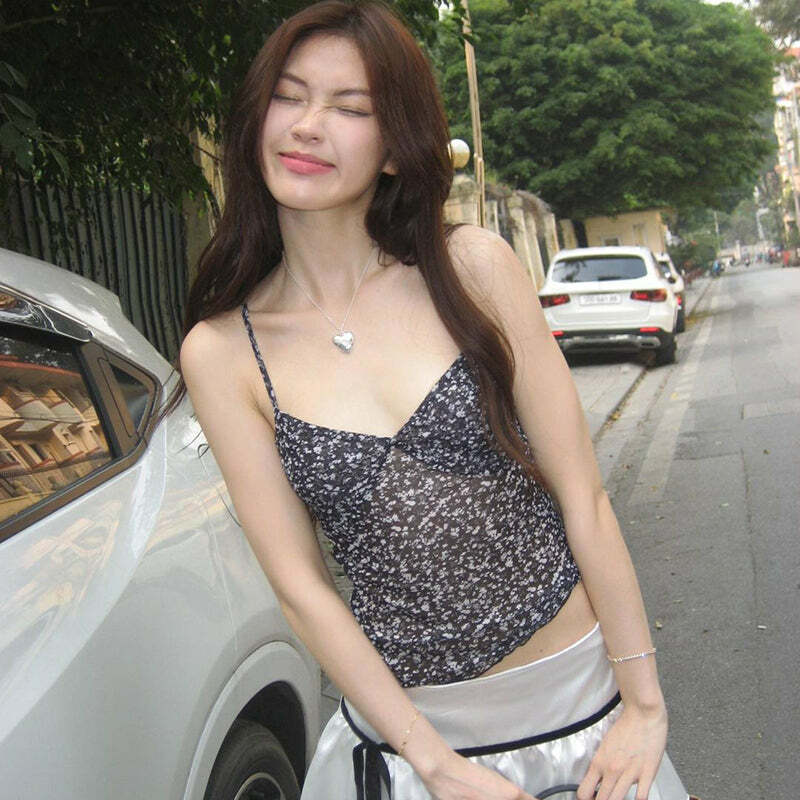Sevyn Mesh Tank Top - Y2K Summer Grunge, 90s Retro, Pastel Goth, Y2K Party & Club Out