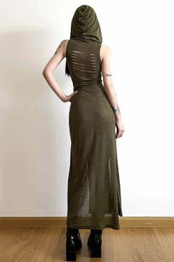 Sexy Gothic Witch Cut Out Back Slit Dress - Y2K Grunge, 90s Fashion, Retro Summer Outfit