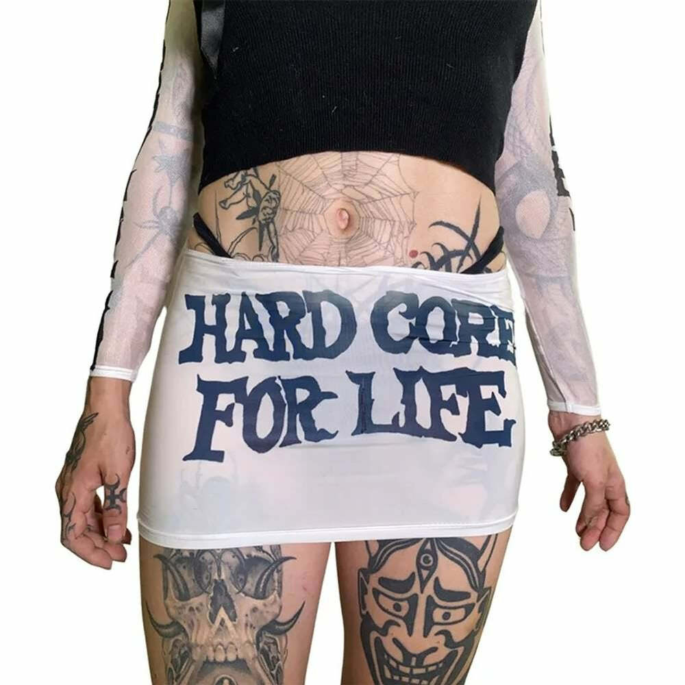 Sexy White Goth Low Rise Mini Skirt - Y2K Summer, 90s Grunge, Retro Party Outfit