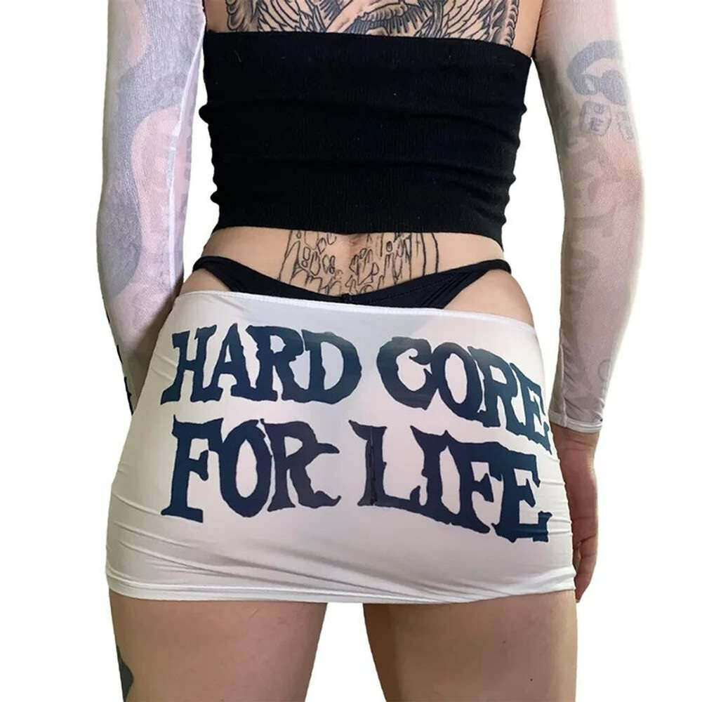 Sexy White Goth Low Rise Mini Skirt - Y2K Summer, 90s Grunge, Retro Party Outfit