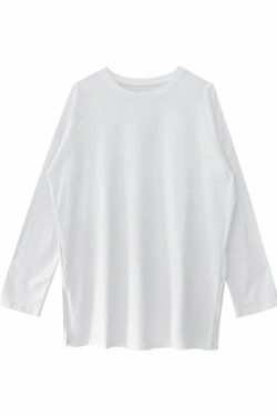 She Is The One Y2K Grunge Side Slit Long Sleeved Shirt - 90s Retro Summer Fashion