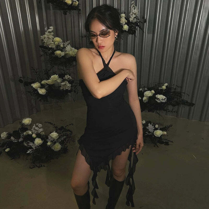 Sheena Irregular Mini Dress - Y2K Summer Grunge, 90s Retro, Pastel Goth, Party & Club Outfits