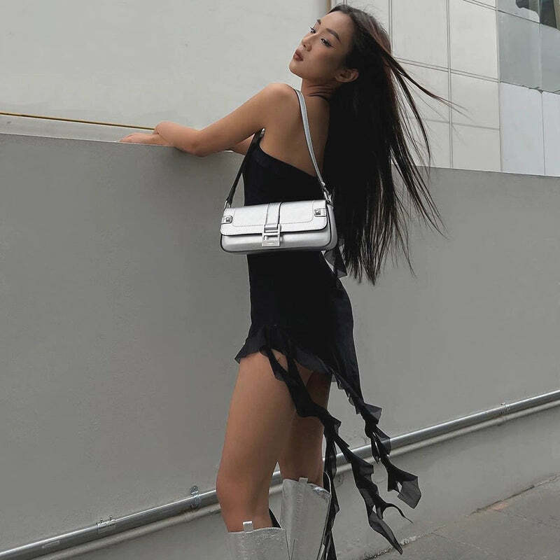 Sheena Irregular Mini Dress - Y2K Summer Grunge, 90s Retro, Pastel Goth, Party & Club Outfits