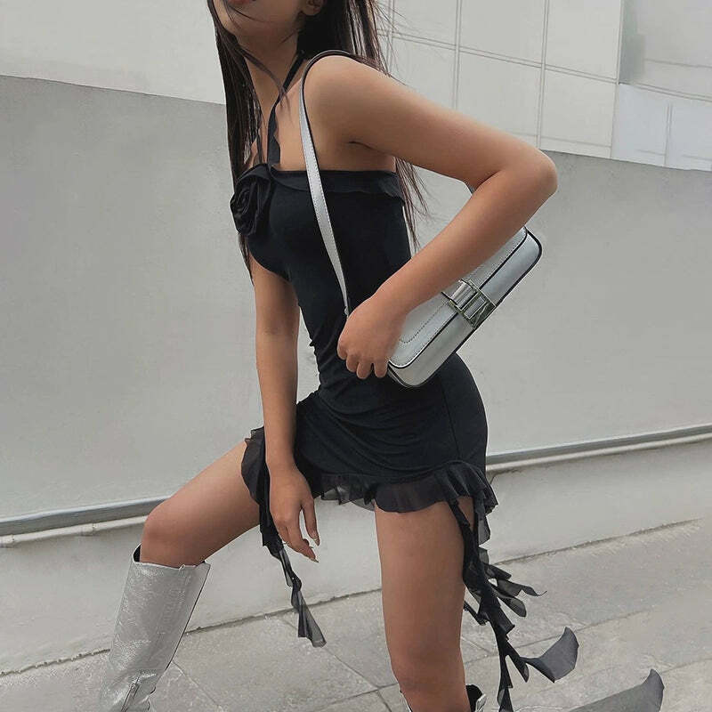 Sheena Irregular Mini Dress - Y2K Summer Grunge, 90s Retro, Pastel Goth, Party & Club Outfits