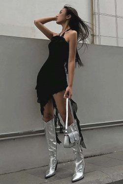 Sheena Irregular Mini Dress - Y2K Summer Grunge, 90s Retro, Pastel Goth, Party & Club Outfits