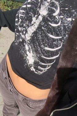 Sheila Skeleton Crop Top - Y2K Summer Grunge, 90s Retro, Gothic Y2K, Pastel Goth, Y2K