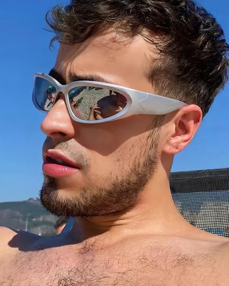 Silver Y2K Sunglasses - Retro 90s Grunge, Y2K Party, Club, and Summer Outfits Accessory