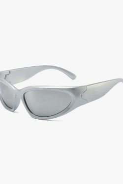 Silver Y2K Sunglasses - Retro 90s Grunge, Y2K Party, Club, and Summer Outfits Accessory